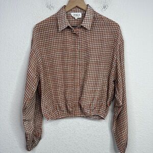 Omika Shirt Womens S Geometric Abstract Long‎ Sleeve Button Boho Luxury Handmade